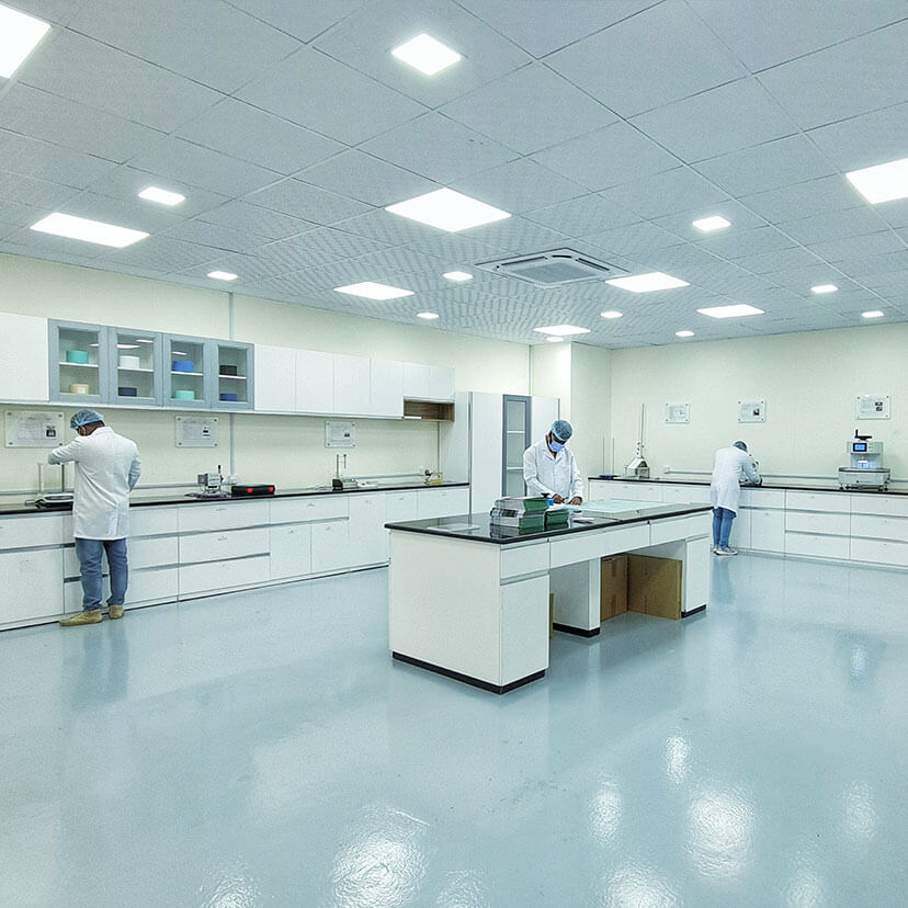 Experts are working in Zeus non-woven fabric laboratory workstation